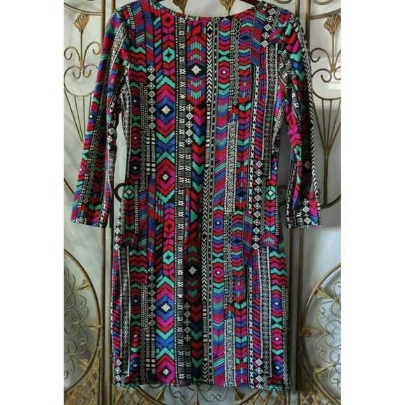 Say What? Womens 3/4 Sleeve Multicolor Bodycon Dress Size M - Picture 3 of 10
